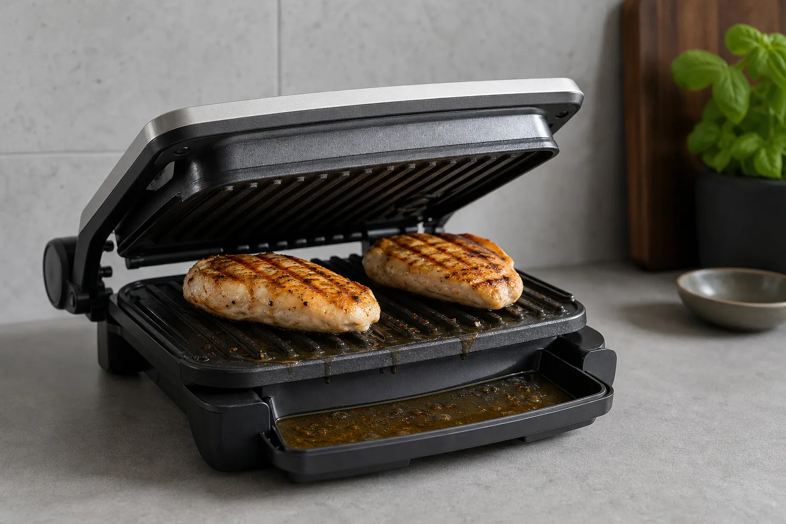 Fettarmes Grillen mit dem Kontaktgrill: So reduzierst du ueberschuessiges Oel